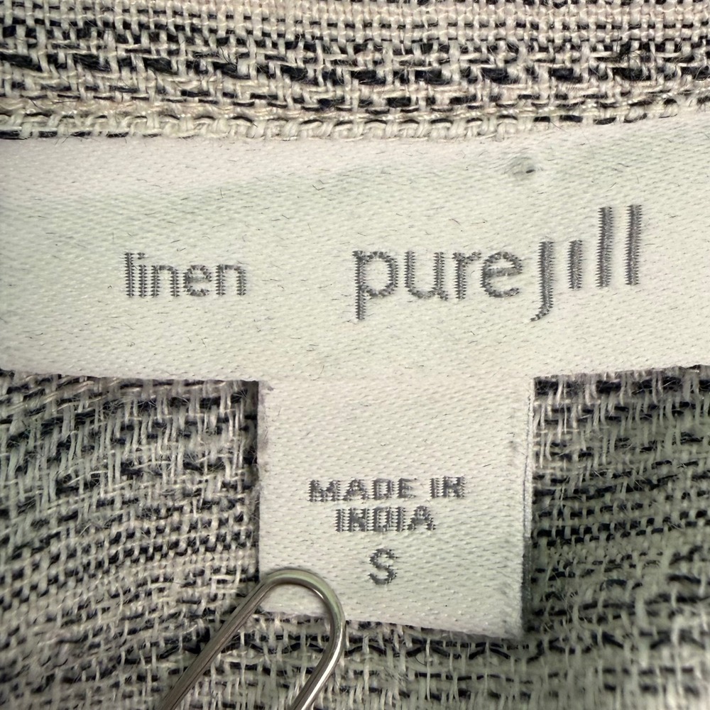 J. Jill Women's‎ S Shirt Top Gray 100% Linen Henley Striped 3/4 Sleeve Relaxed - Picture 3 of 9